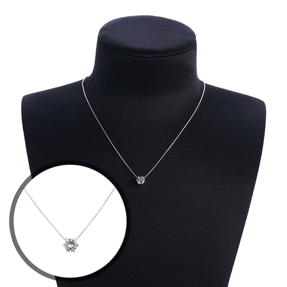 Pebbuoy Women Necklace Smooth Cubic Zirconia Pendant Solid Color Exquisite Stainless Choker Necklace Neck Decoration Jewelry