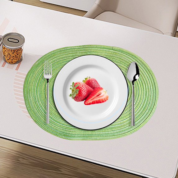 Pebbuoy Woven Cotton Yarn Placemats Minimalist Heat Resistant Table Protectors Dining Mats for Home Kitchen
