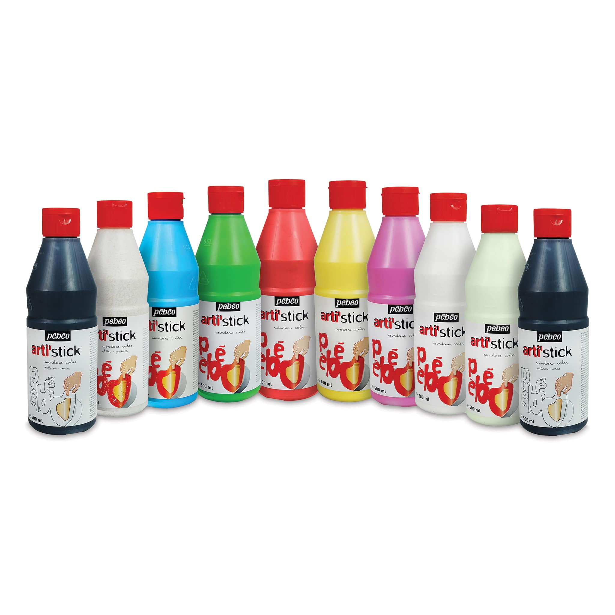 Pebeo Arti' Stick Window Color  - Teacher's Kit, Set of 10 Colors, 500 ml