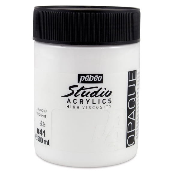 Pebeo High Viscosity Acrylics - Vivid White, 500 ml, Jar