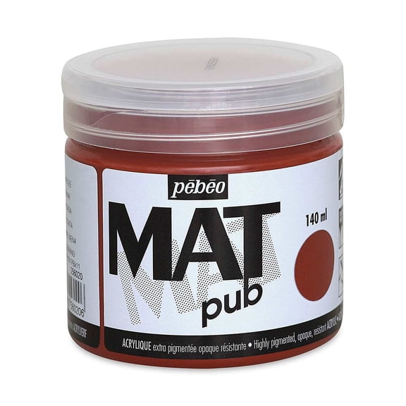 Pebeo Mat Pub Acrylic Paint - Burnt Sienna, 140 ml