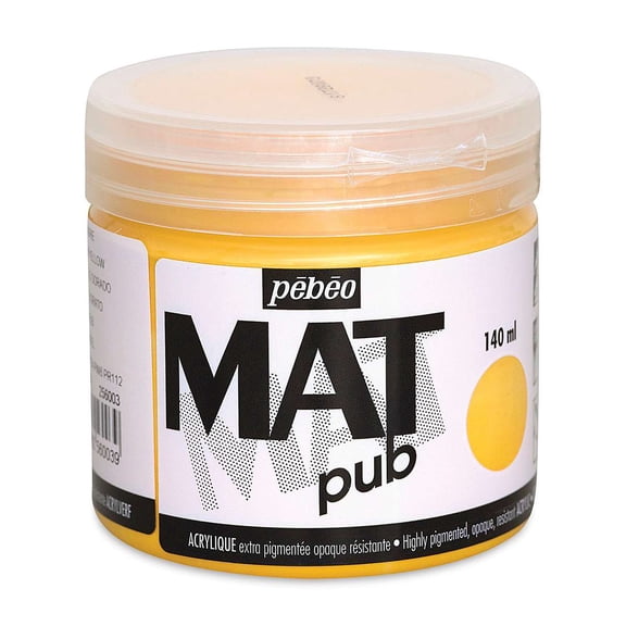 Pebeo Mat Pub Acrylic Paint - Golden Yellow, 140 ml
