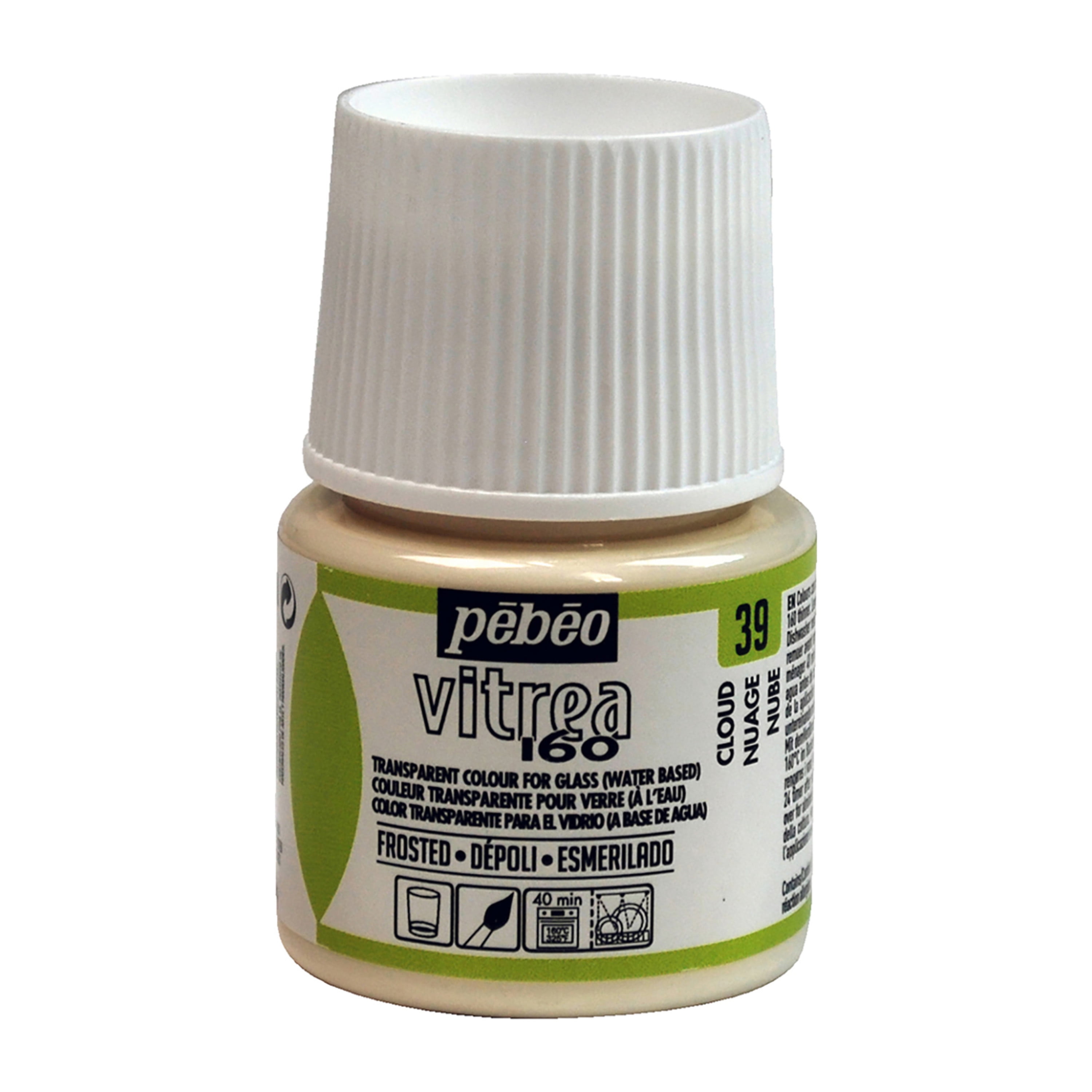 Pebeo Vitrea 160 Glass Paint, 45ml, Frosted, Cloud White