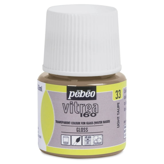 Pebeo Vitrea 160 Glass Paint - Light Taupe, Glossy, 45 ml bottle