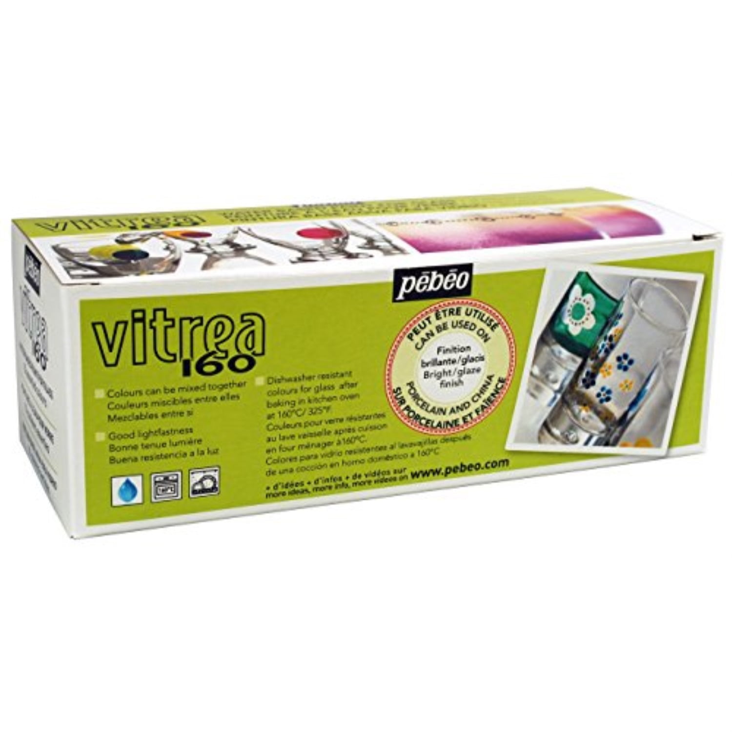 Pebeo Vitrea 160 Glass Paints - Set of 10 Colors, 45 ml bottles
