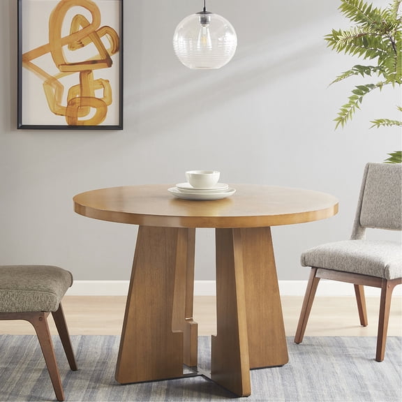 Pecan Finish Surface - Flipped Grain Style & Open Base - Casual Dining - Brightens Dining Space