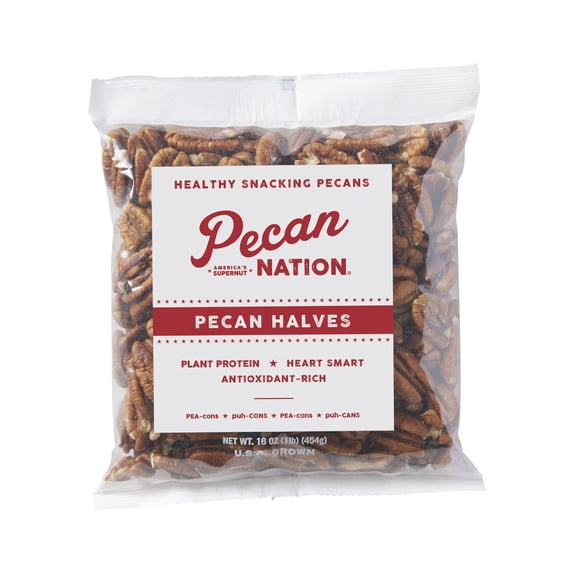 Pecan Nation All Natural Unsalted Pecan Nut Halves, 16 oz