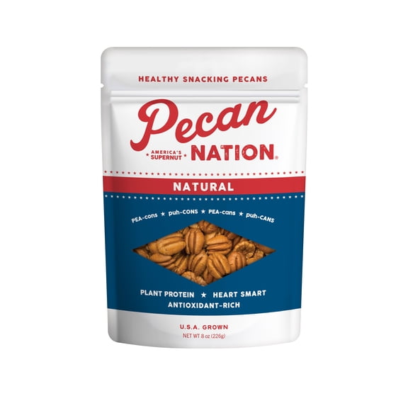 Pecan Nation All Natural Unsalted Pecan Nut Halves, 8 oz