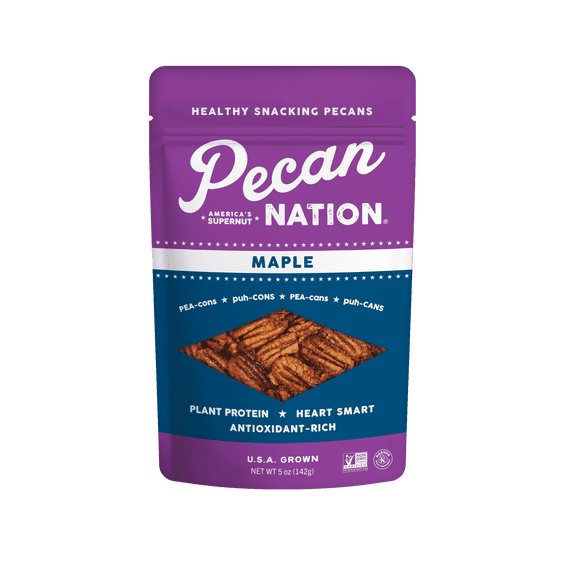 Pecan Nation Maple Snacking Pecans, 5 oz Resealable Bag, Non-GMO, Gluten Free, Nothing Artificial