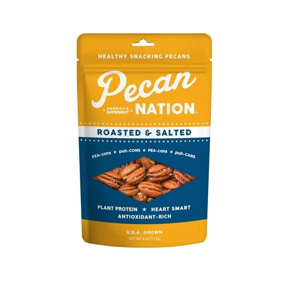 Pecan Nation Roasted & Salted Snacking Pecans, 4 oz Resealable Bag