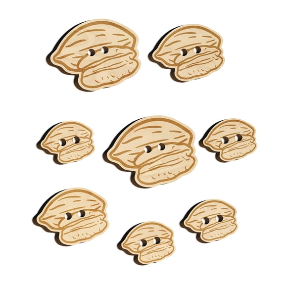 Pecan Nut Drawing Wood Buttons for Crochet Knitting Sewing DIY Craft - 0.75 Inch Small (12pcs)