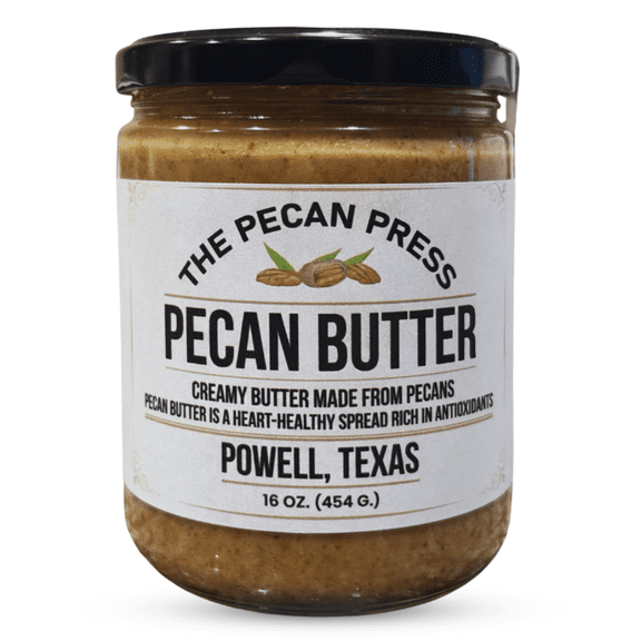 The Pecan Press All Natural Roasted Pecan Butter 1 LB Glass Jar | 100% Pure Pecans, Lightly Salted, No Cashews, No Fillers, Simple Ingredients, Non-GMO, Gluten Free, No Added Sugar