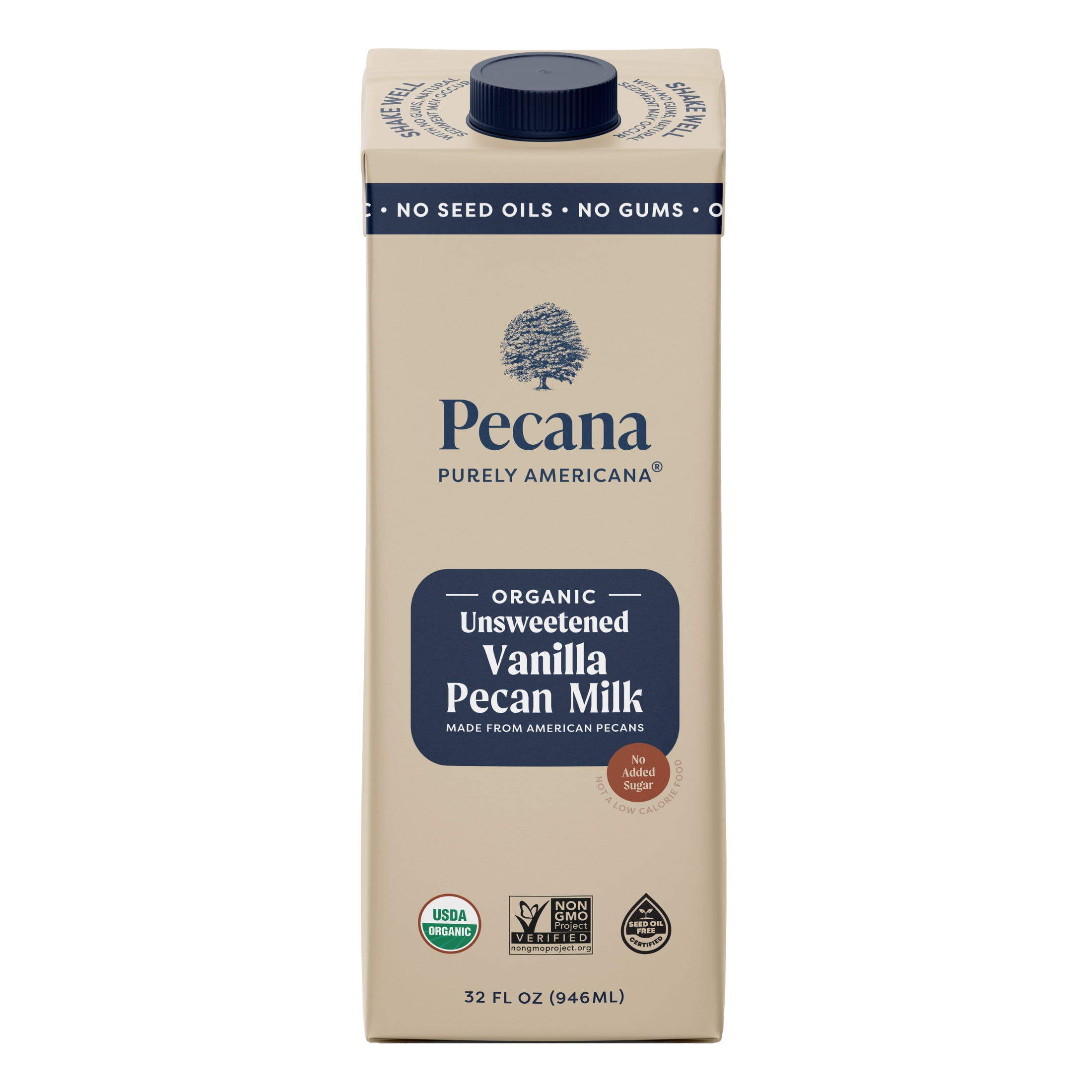 Pecana USDA Organic Unsweetened Vanilla Pecan Milk, 32 fl oz Carton