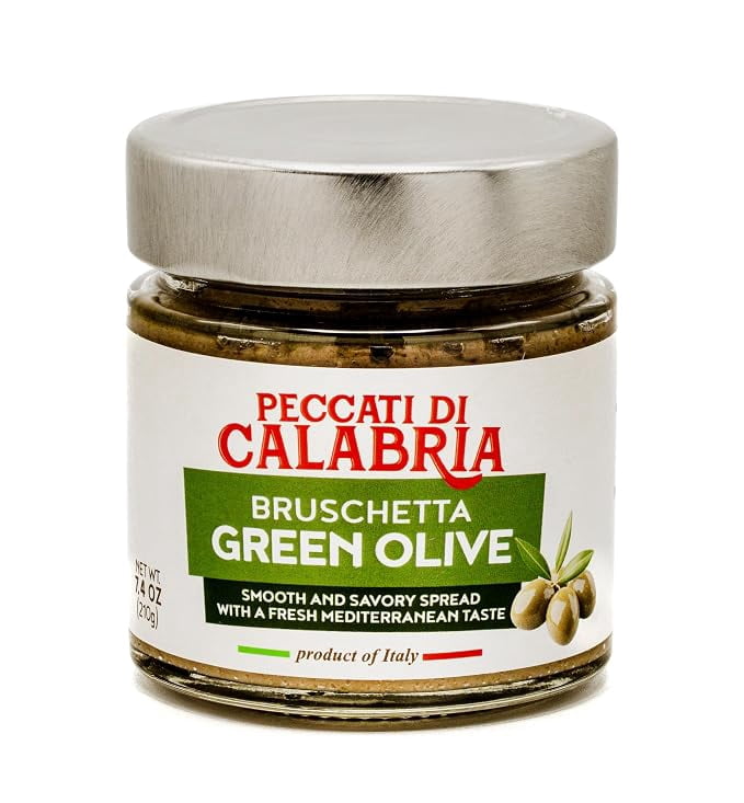 Peccati di Calabria Italian Green Olive Bruschetta Spread, 7.4 oz (210g)