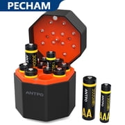 Pecham 12 Pack Rechargeable AA & AAA Batteries with Fast Charger, 3000mWh 8 AA & 1300mWh 4 AAA Batteries, 1.5V Rechargeable Li-ion Batteries with 2000+ Cycle Times for Camera, RC Toys