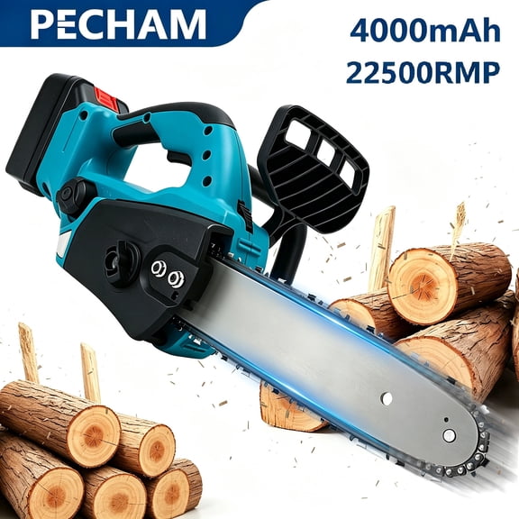 Pecham 12Inch Cordless Chainsaw, 21V 4000mAh Handheld Electric Chainsaw with Auto Lubrication for Tree Trimming, Wood Cutting, Outdoor Yard Work