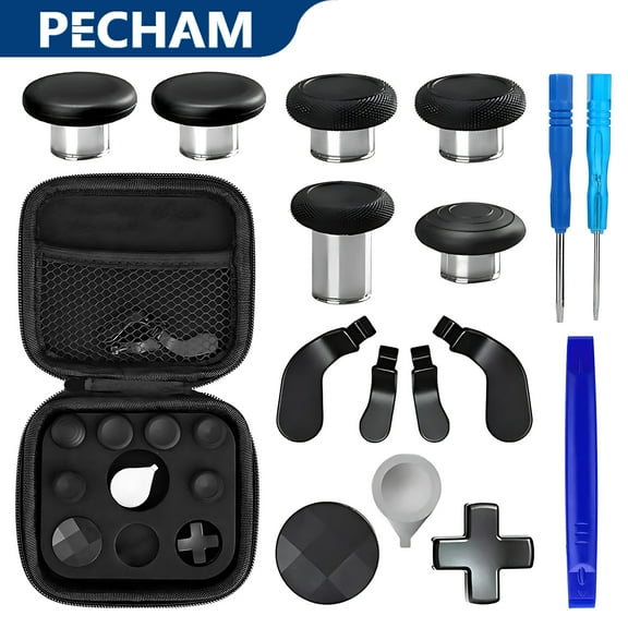 Pecham 17-in-1 Thumbsticks Paddles Accessories Fit for Xbox One Elite Series 2/Elite Series 2 Core Controller, Replacement Parts for Elite Series 2 Core Wireless Controller - Black