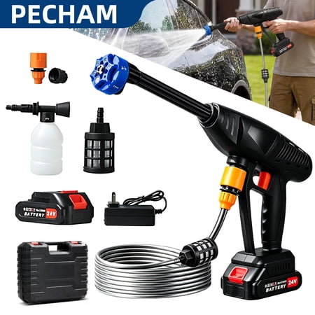 Pecham 48V Cordless Pressure Washer, 900PSI Portable Car Washer with 2 x Rechargeable Battery, High Power Handheld Washer with 7-in-1 Adjustable Nozzle for Car, Floor, Fence, Garden