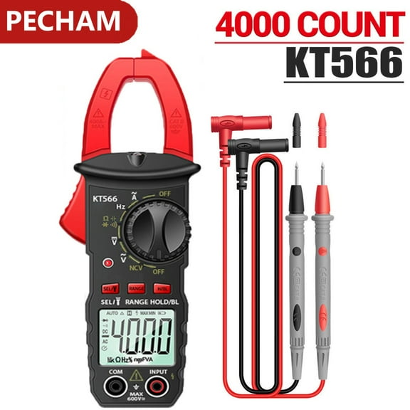 Pecham Digital Clamp Meter, 4000 Counts Multimeter Tester with NCV, Live Wire Detection Amp Ohm Volt Measures AC Current, Electrical Meter with LED Flashlight for Home & Automotive