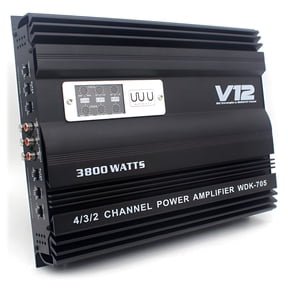Pecham 3800W 4 Channel Car Amplifier, Digital Car Amplifier Stereo Class A/B Amp Audio with 2/4 Ohm Stable, Adjustable Low/High Pass, Bass Boost