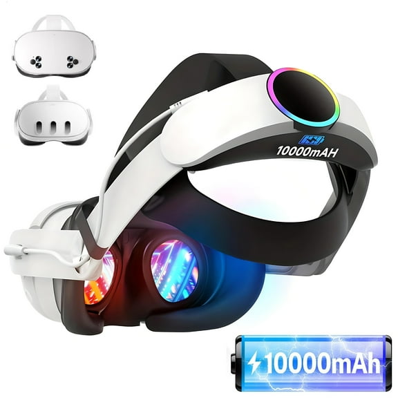 Pecham Battery Head Strap Fit for Meta Quest 3/3S, 10000mAh Adjustable VR Headset Elite Strap for Enhanced Comfort and Play Time, Charging Elite Strap VR Accessories Fit for Meta/Oculus Quest 3S