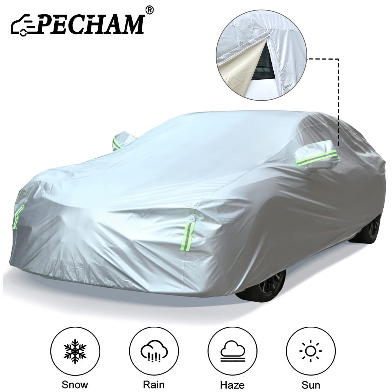 Pecham Car Cover Waterproof with Side Door Zipper 