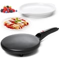 thumbnail image 1 of Pecham Electric Crepe Maker, 8” Portable Crepe Maker with On/Off Switch, Nonstick Coating, Automatic Temperature Control, Food Bowl, Whisk, Spatula for Crepe, Tortillas, Pancakes - Black, 1 of 8