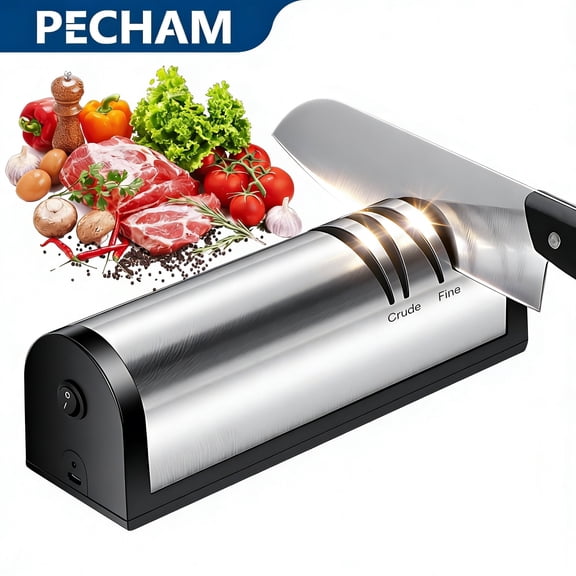 Pecham Electric Knife Sharpener, Professional 2-Stage Kitchen Knives & Scissors Sharpener with Metal Dust Collection Box for Repair, Restore, Polish Blades, Cutters