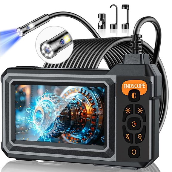 Pecham HD 1080P Dual Lens Endoscope Camera with Light, 4.3" LCD Screen Borescope Inspection Camera with IP67 Waterproof, 32ft Industrial Borescope for Automotive, Plumbing, Sewer