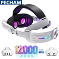 thumbnail image 1 of PECHAM 12000mAh Battery Head Strap Fit for Meta/Oculus Quest 3/3S, RGB Gaming Charging Head Strap for Extended Playtime, Reduce Facial Stress - White, 1 of 7