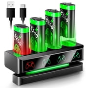 Pecham Xbox One Controller Battery Pack with 4x 5200mWh, Rechargeable Battery Pack Fit for Xbox Series X/S, Xbox One/X/S /Elite Controllers - Black