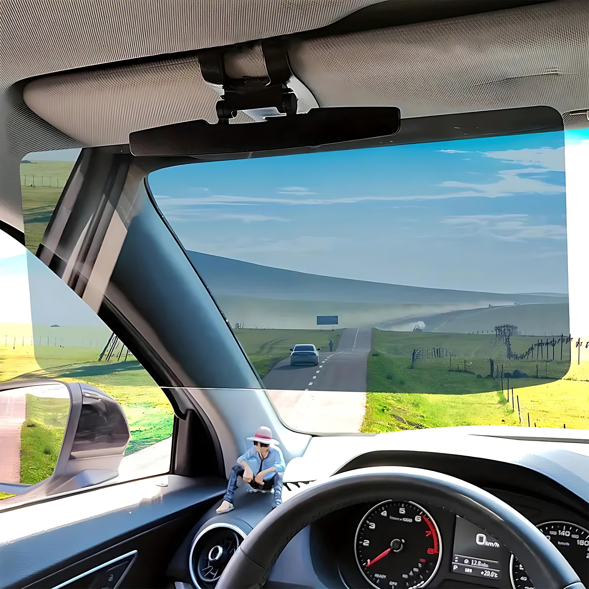 Pecham Sun Visor Extender for Cars, Universal Anti-Glare Polarized Car Sun Visor Extender, Adjustable Visor Extension for Safe Driving, Easy to Install Sun Visor for Car, Black
