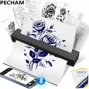 PECHAM Tattoo Stencil Printer, Inkless Thermal Printer with 20 PCS Transfer Paper Compatible with Android, iOS & Windows