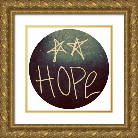 Peck, Gail 12x12 Gold Ornate Wood Framed with Double Matting Museum Art Print Titled - Triple Love and Hope Circle II