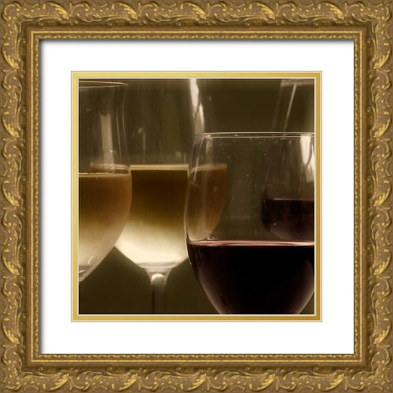 Peck, Gail 12x12 Gold Ornate Wood Framed with Double Matting Museum Art Print Titled - Wine Glasses