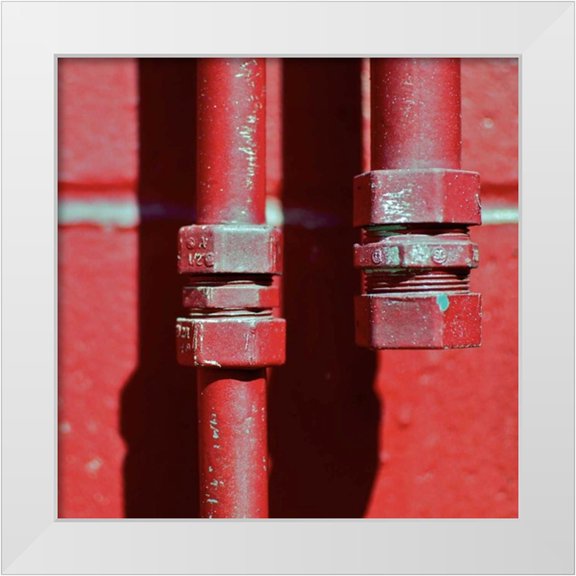 Peck, Gail 12x12 White Modern Wood Framed Museum Art Print Titled - Pipes Square I