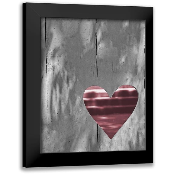 Peck, Gail 12x14 Black Modern Framed Museum Art Print Titled - Up and Down Pink Woodcut Heart I