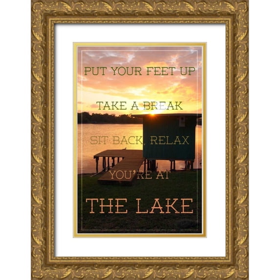 Peck, Gail 13x18 Gold Ornate Wood Framed with Double Matting Museum Art Print Titled - The Lake