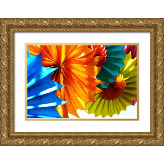 Peck, Gail 14x11 Gold Ornate Wood Framed with Double Matting Museum Art Print Titled - Paper Flowers