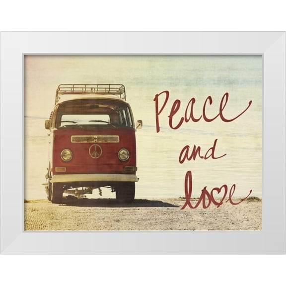 Peck, Gail 14x11 White Modern Wood Framed Museum Art Print Titled - Peace and Love Border