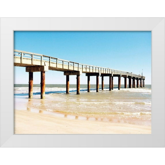 Peck, Gail 14x12 White Modern Wood Framed Museum Art Print Titled - Sunlit Pier II