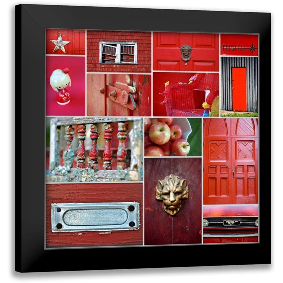 Peck, Gail 15x15 Black Modern Framed Museum Art Print Titled - Apple Red Collage