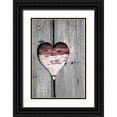 thumbnail image 1 of Peck, Gail 17x24 Black Ornate Wood Framed with Double Matting Museum Art Print Titled - Pink Woodcut Heart II, 1 of 4