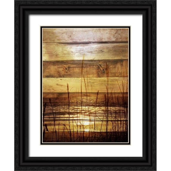 Peck, Gail 25x32 Black Ornate Wood Framed with Double Matting Museum Art Print Titled - By The Grass Sunset Wood