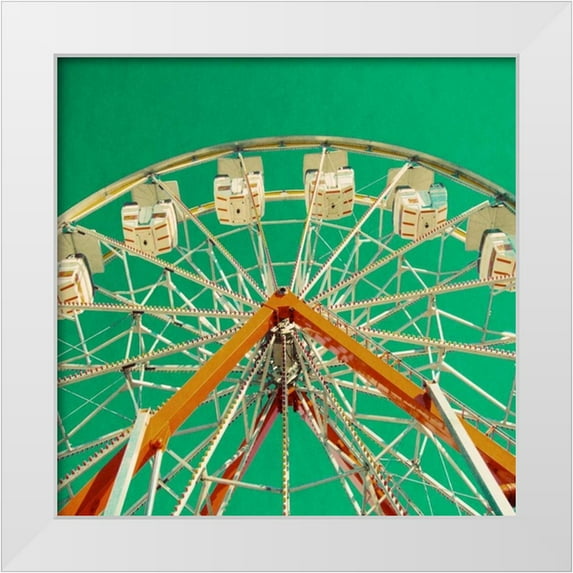 Peck, Gail 26x26 White Modern Wood Framed Museum Art Print Titled - Green Ferris Wheel