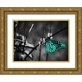 thumbnail image 1 of Peck, Gail 32x25 Gold Ornate Wood Framed with Double Matting Museum Art Print Titled - Lone Colored Butterfly Border II, 1 of 4