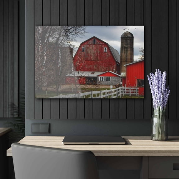 U R There Photography Peck Red Rustic Farmhouse Acrylic Wall Print 36"x 24"