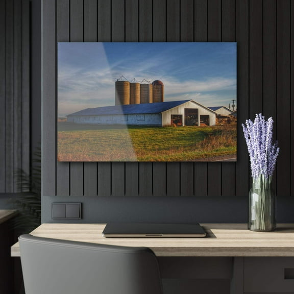 U R There Photography Peck White and Silos Rustic Farmhouse Acrylic Wall Print
