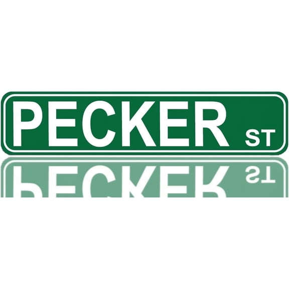 Pecker ST Street Sign, Quality Metal Sign, Pecker ST Sign Novelty Sign for Farm House Garage Wall Decor Tin Sign 4"x16"