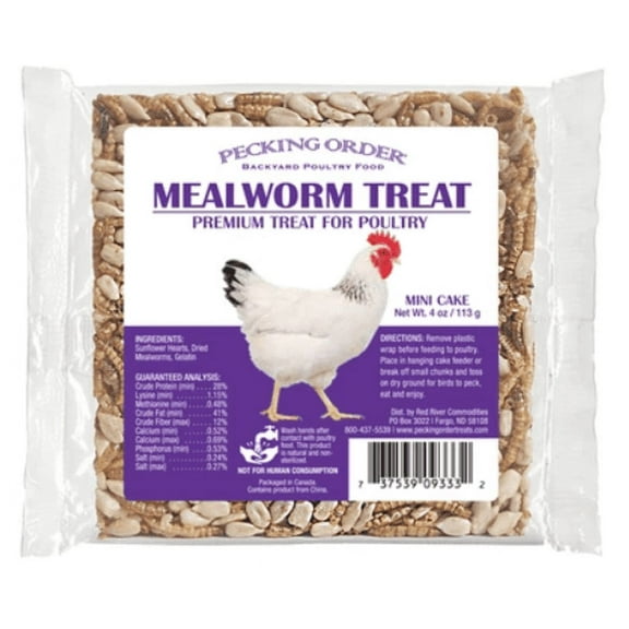Pecking Order 4 oz Mealworm Cake Poultry Treat
